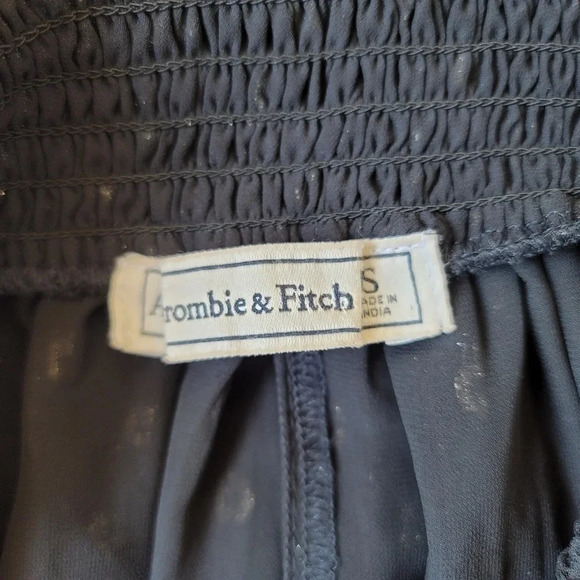 Abercrombie & Fitch Gold Polka Dot Top Off Shoulder Open Tie Sleeve Blouse Sz S - Picture 4 of 10